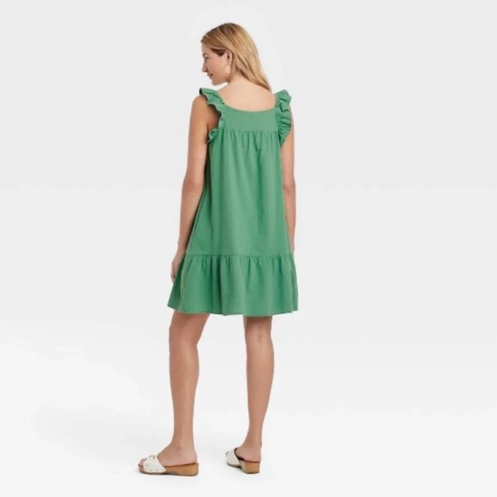 NEW Green Flutter Tank Sleeve Dress - Universal Thread - Picture 2 of 5